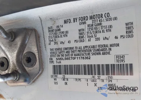 2015 Ford Transit Connect Xl из США, поврежденный, VIN NM0LS6E70F1178362